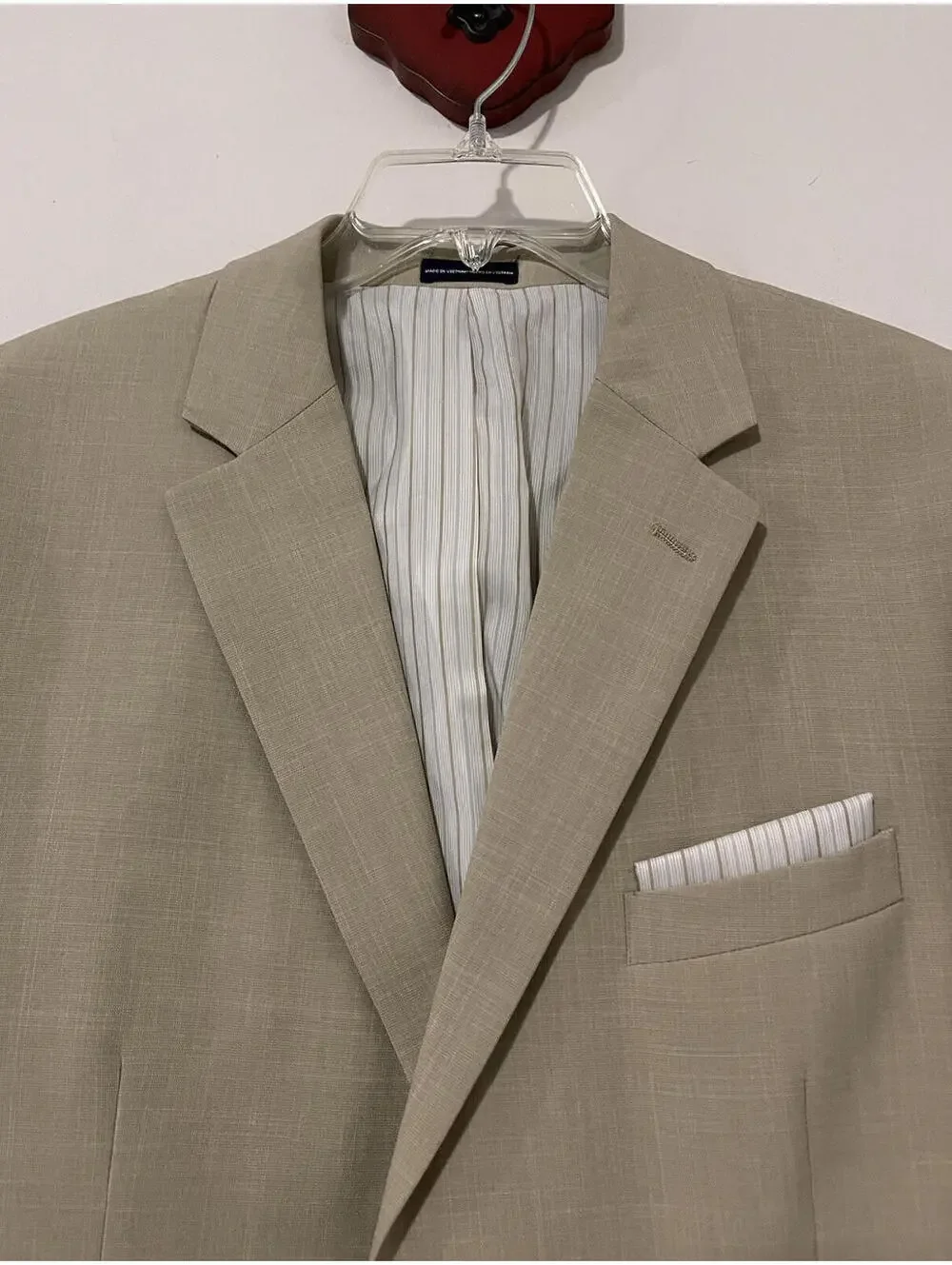 Stafford Mens 42R Beige Blazer Suit Jacket & 36x29 Classic-Fit Dress Pants AZZ10